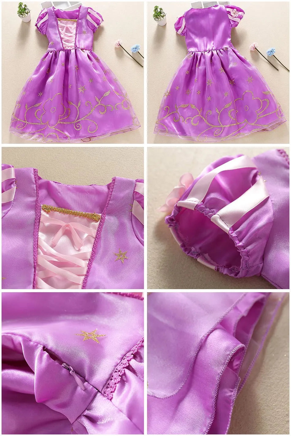 Children Princess Costume Party Fancy Flower Vestido New 2024 Christmas Birthday Carnival Dress Up Rapunzel Belle Disguise Frock