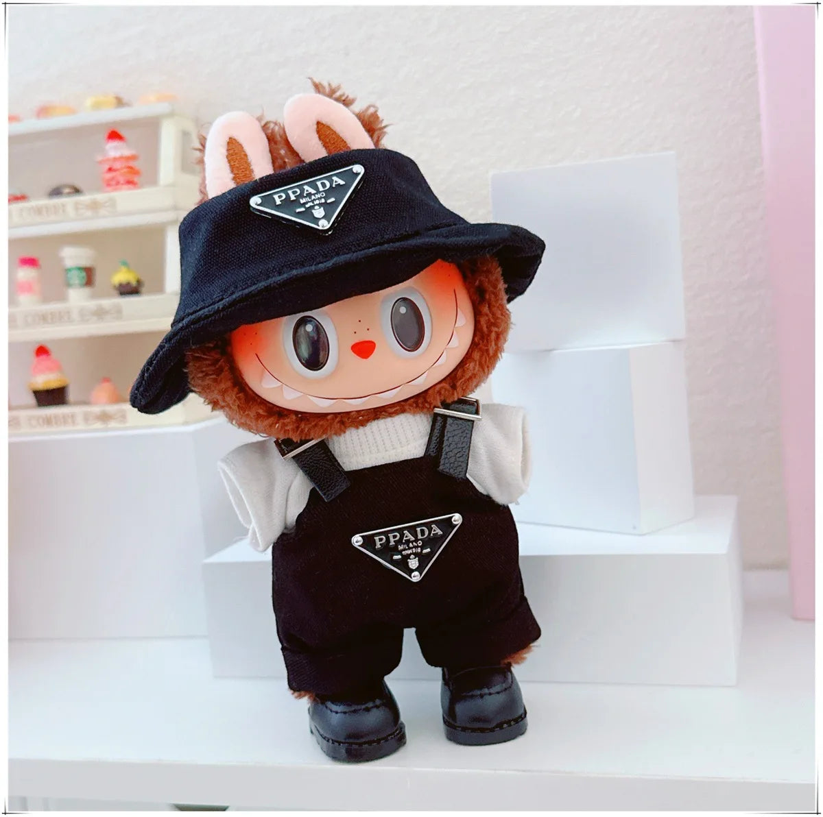 The first and second generations of Labubu only sell 17cm seated party clothes accessories inverted triangle workwear fashion