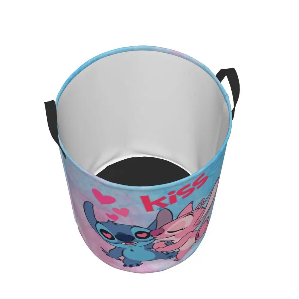 Customized SLilo And Stitch Cartoon Laundry Hamper Large Storage Basket Anime Kids Nursery Toy Organizer