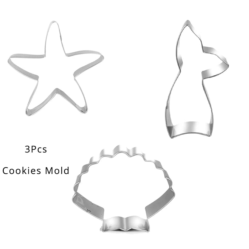 3Pcs/lot Ocean Seahorse Starfish Cookie Cutter Mold Under The Sea Mermaid Birthday Party Decoration DIY Cake Biscuit Baking Tool