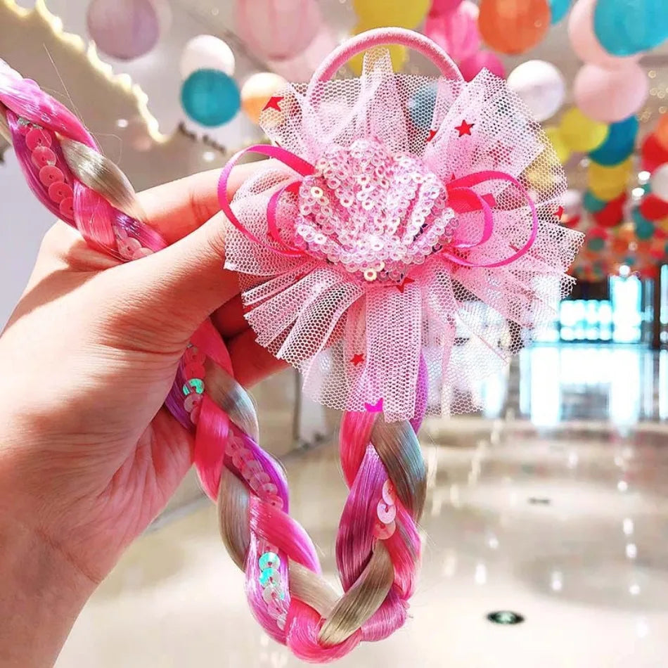 Princess Braid Unicorn Rainbow Hairpiece Cosplay Braided Wigs for Elsa Dress Up Set for Toddler Girls Party Wedding Birthday