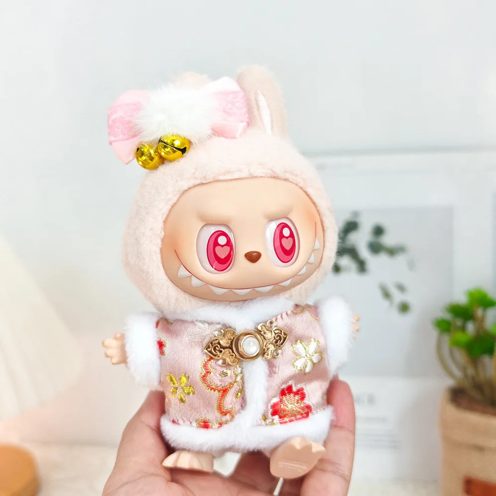 17cm Mini Plush Doll'S Clothes Outfit Accessories For Labubu V1 V2 Christmas Cookie Man Sweater Hat Clothing New Year Gift
