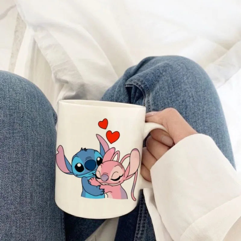 Cute Stitch Ceramic Mug Cartoon Animation Funny Mugs Coffee Cups Child Personality Drinking Cup Friend Birthday Gift