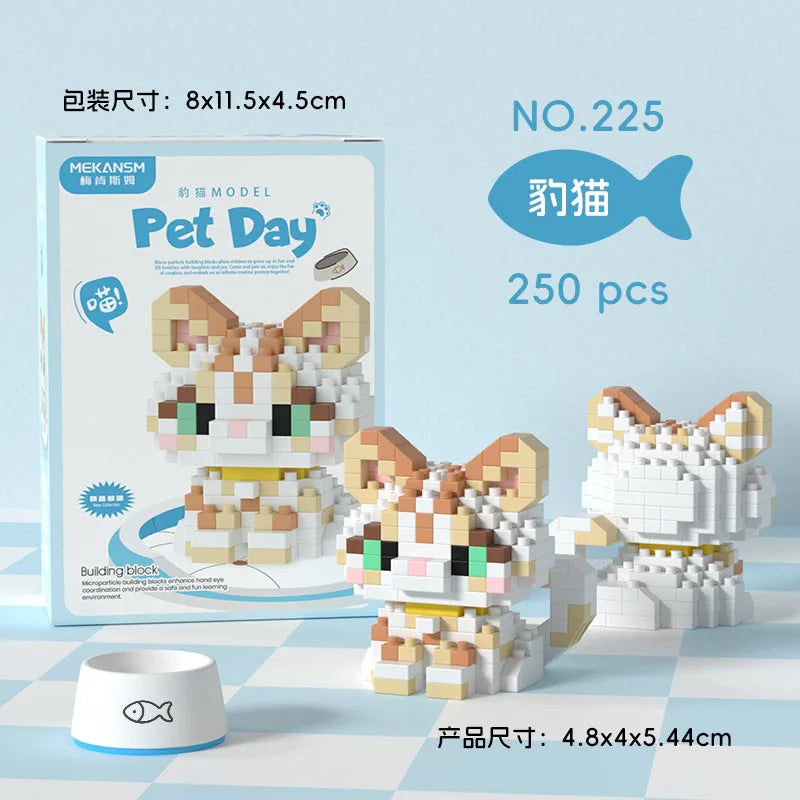 Cat Animal Brick Toy for Children Girls 8 To 10 Years Old Birthday Gifts Construction Block Set Mini Building Blocks Educational