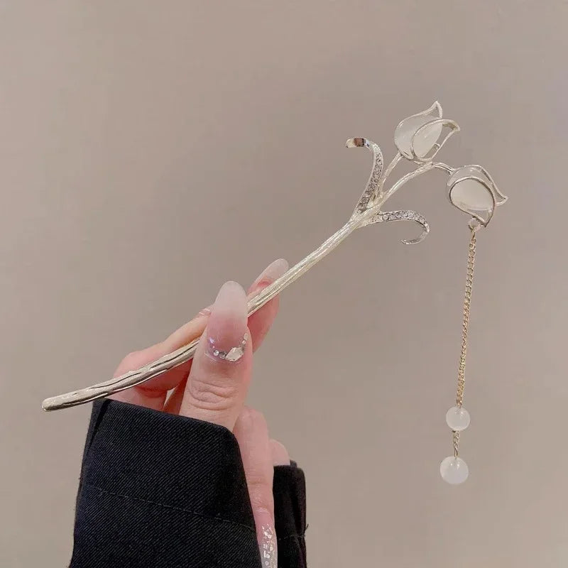 Retro Antique Tassel Phoenix Student Pearl Rhinestone Butterfly Hair Stick Jewelry Wedding Hair Accessories Charm Metal Hairpins