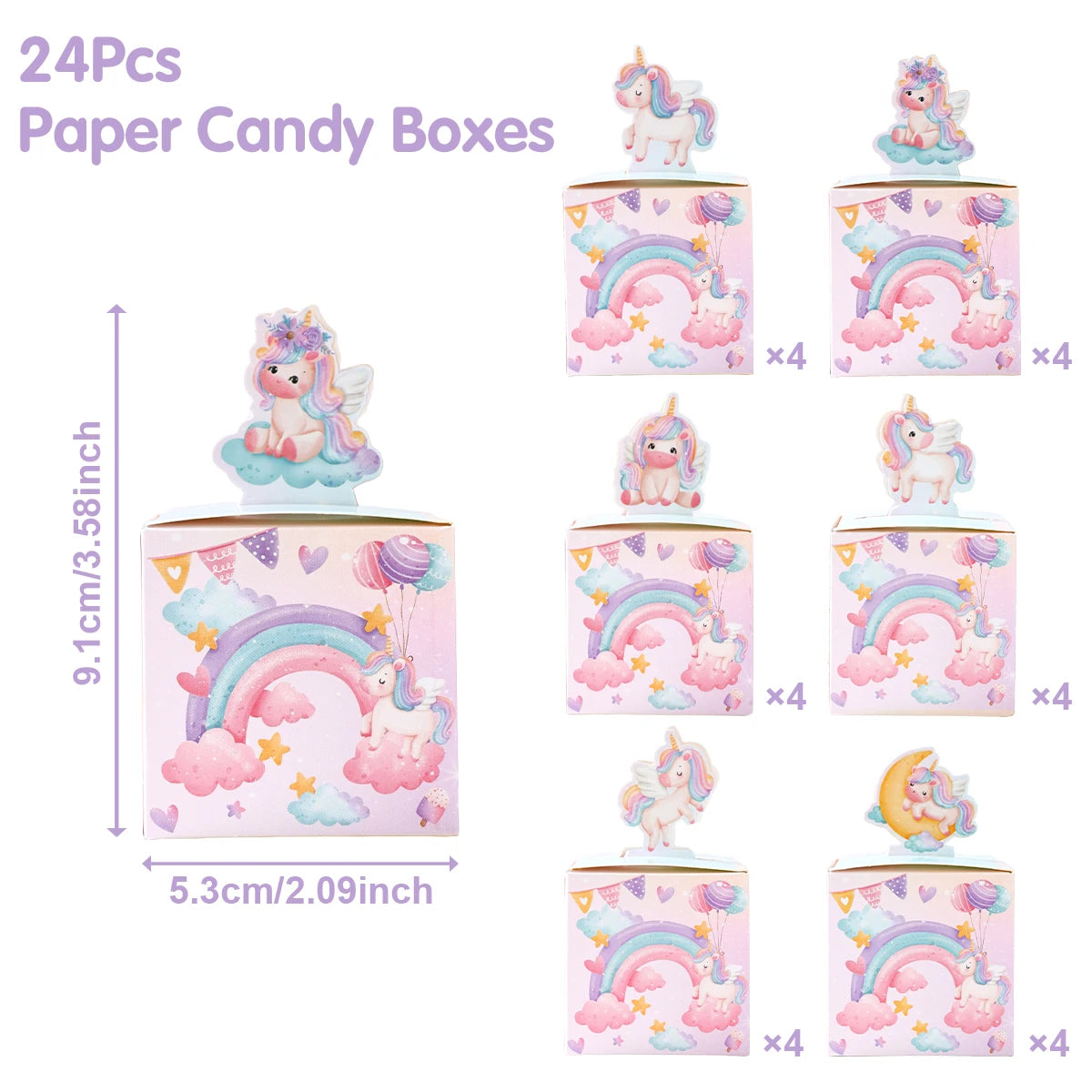 Rainbow Unicorn Handbag Candy Bag Happy 1st Birthday Party Decorations Kids Favors Gift Unicorn Box Baby Shower Girls Supplies