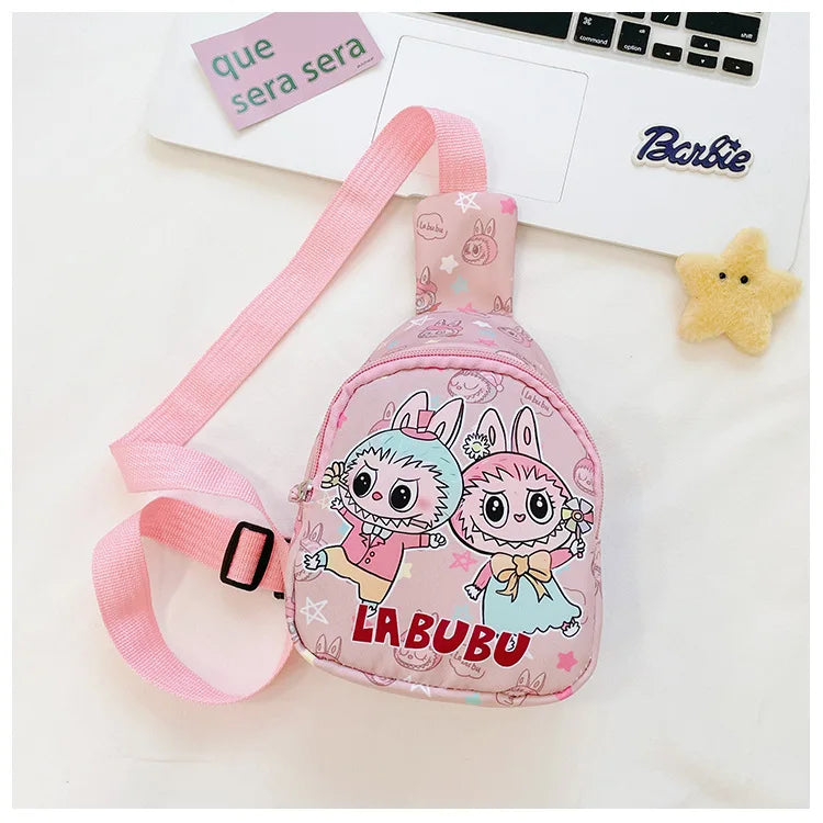 2024 new labubu POPMART LABUBU Children bag chest bag cartoon girl accessories bag trendy new one shoulder crossbody bag gifts