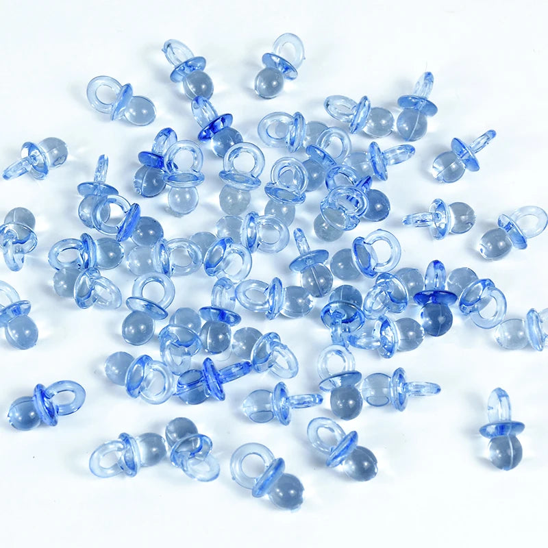 50pcs Mini Acrylic Blue Pink Pacifier Nipple Gender Reveal Table Scatter for Baby Shower Kids Birthday Party Decoration Supplies