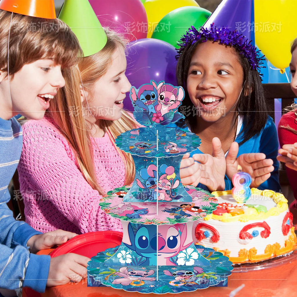 Interstellar Baby Stitch Birthday Party Cake Rack, 3rd Floor Dessert Stand, Paper Cake Tower, Party Decoration Supplies
