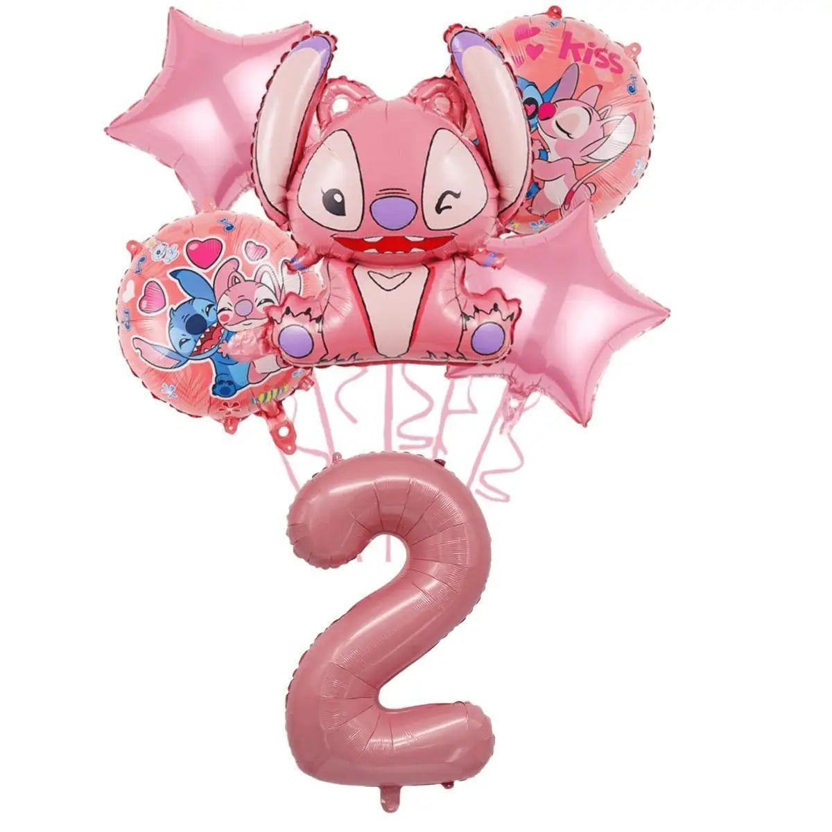 New Lilo&Stitch Birthday Party Supplies Baby Shower Girl's Favorite Digital Cartoon Balloon Set Backdrop Holiday DIY Decoration