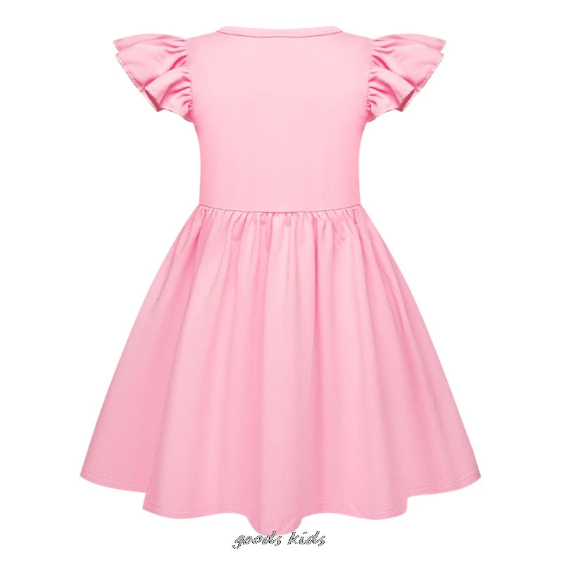 Hot Lilo And Stitch Children's Dress Set Cartoon Cute Girl Dress Flying Sleeve Toddler Dress And Small Bag Birthday Gift