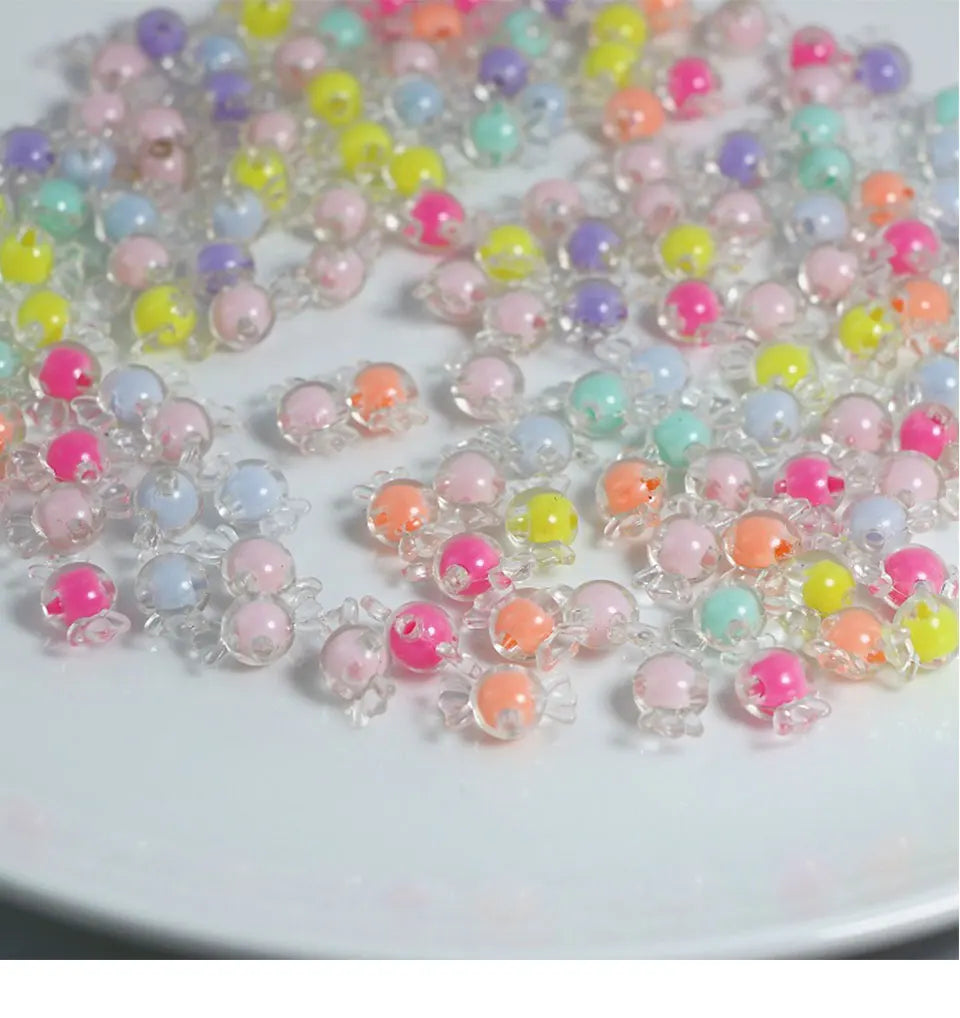 Transparent Candy Beads In Beads For Jewelry Making DIY Kids Hair Accessories Phone Chain Keychain Bracelet Pet Necklace Charms