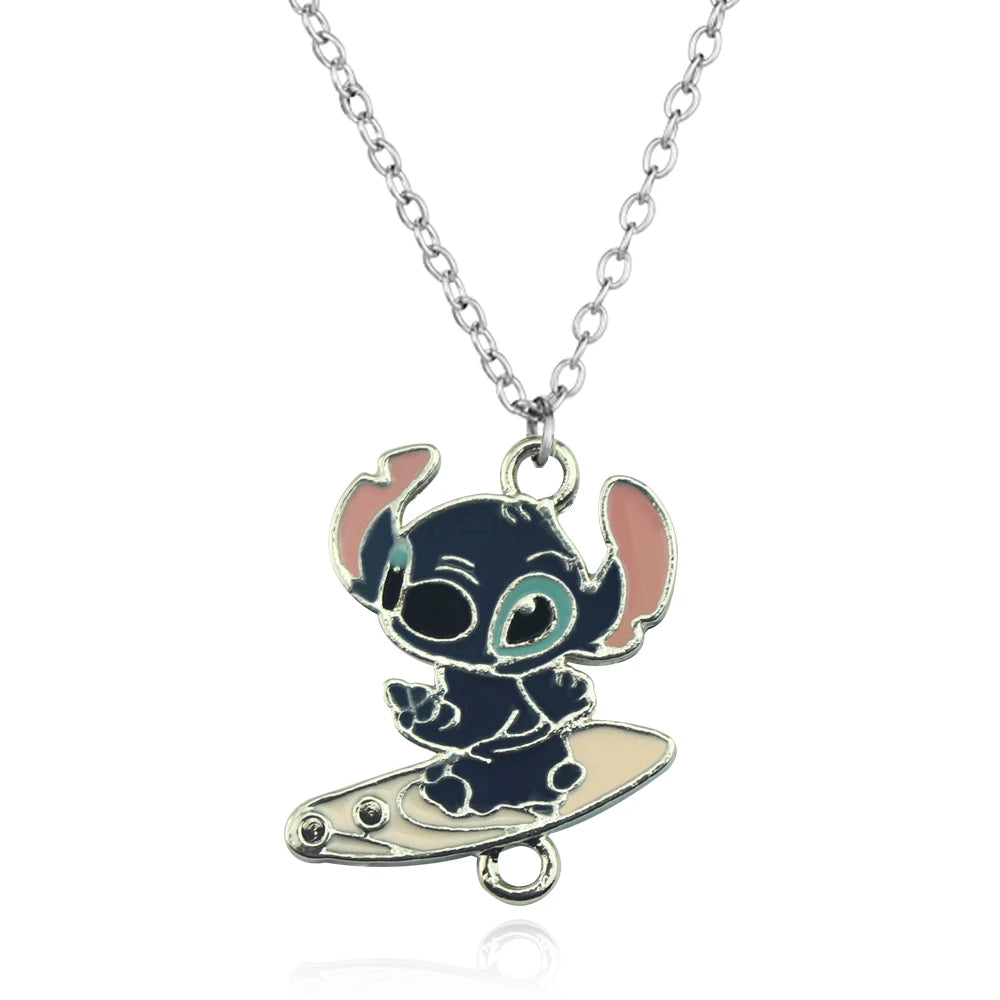Lilo & Stitch Cartoon Metal Necklace Pendant Necklaces Characters Kids Gifts for Women Jewelry Children's Necklace Toy