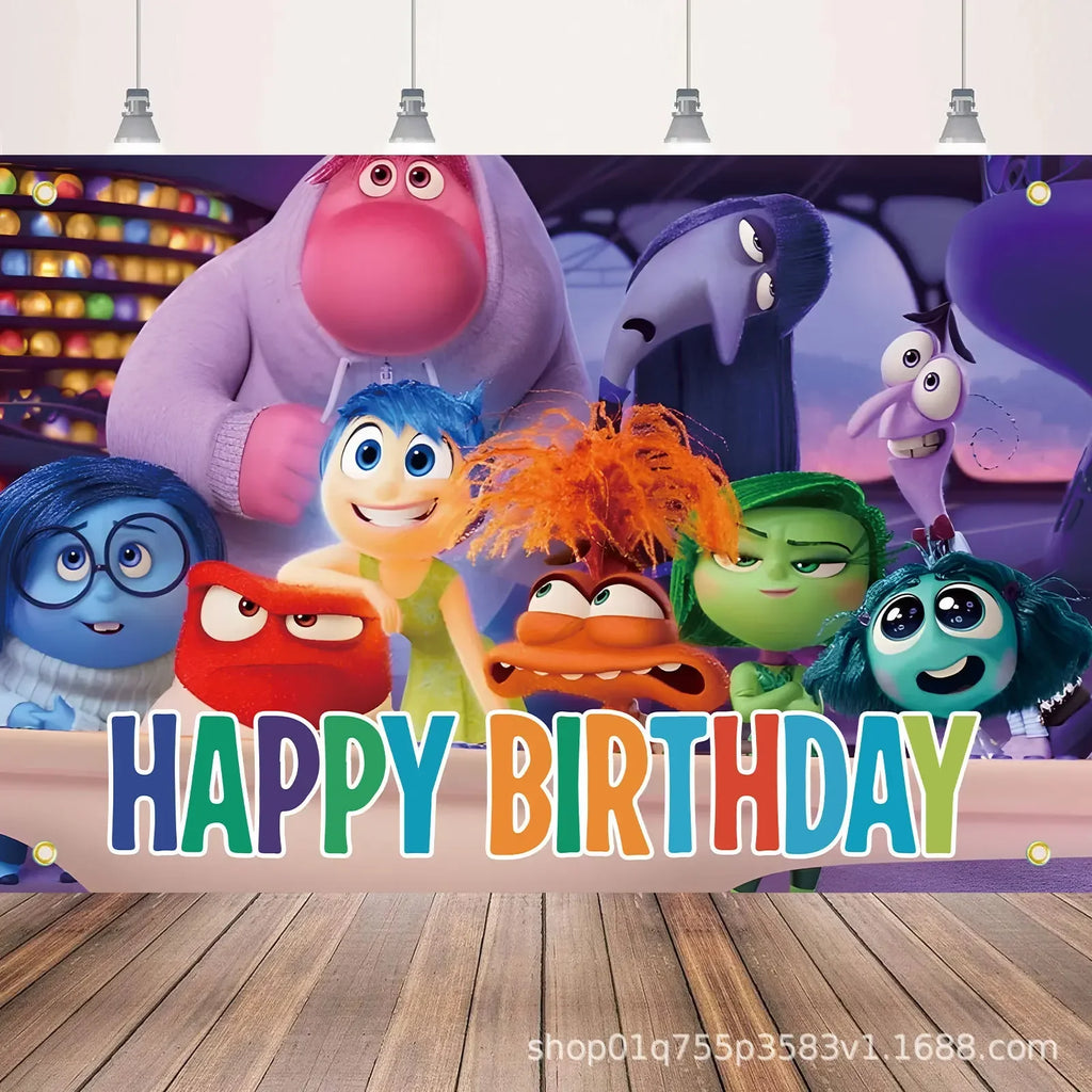 Inside Out 2 Happy Birthday Party Decoration Cartoon Theme Tableware Kit Balloons Joy Sadness Supplies Kids Boy Girl Gift Toys