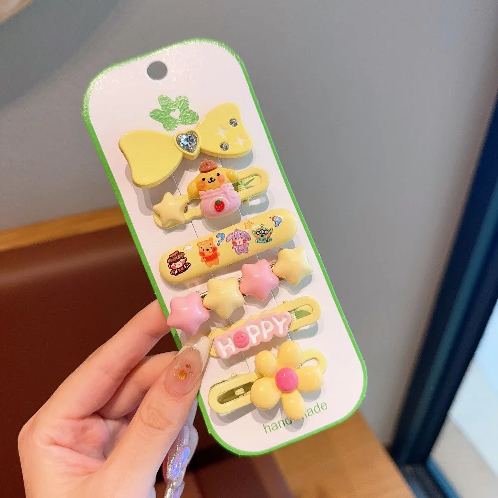 Sanrio Hello Kitty Hairpin Cartoon Anime Cute Pom Pom Purin Children BB Clip Fashion Charm Hair Accessories Girls Holiday Gifts