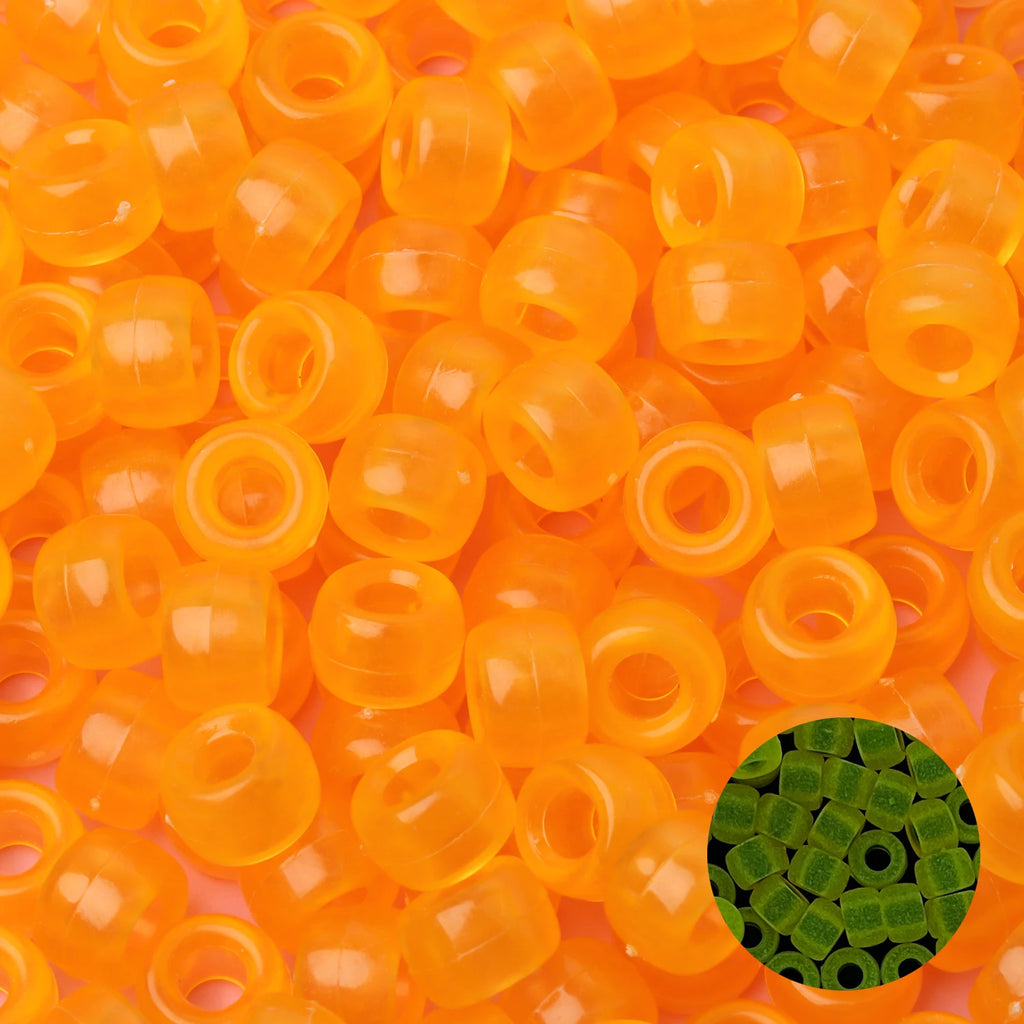 100pcs Luminous Pony Beads 6x9mm Acrylic Beads Big Hole Spacer Beads For Diy Craft Jewelry Charms Bracelets Making Hair Supplies