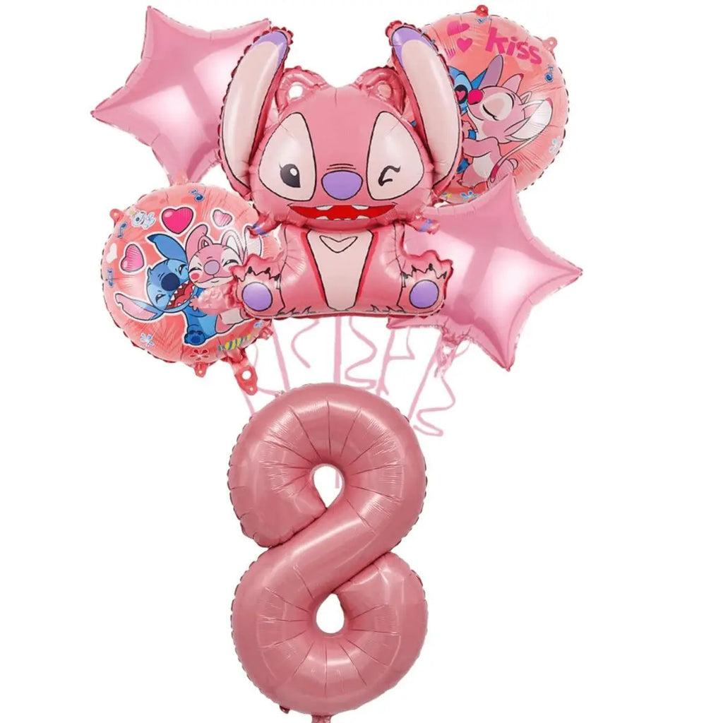 New Lilo&Stitch Birthday Party Supplies Baby Shower Girl's Favorite Digital Cartoon Balloon Set Backdrop Holiday DIY Decoration