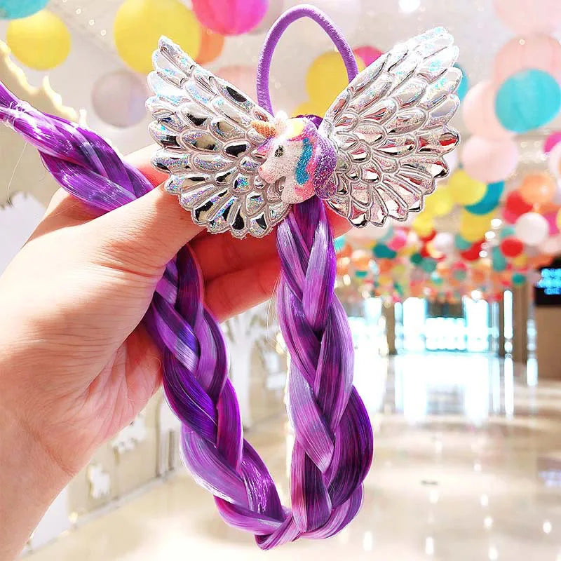 Princess Braid Unicorn Rainbow Hairpiece Cosplay Braided Wigs for Elsa Dress Up Set for Toddler Girls Party Wedding Birthday