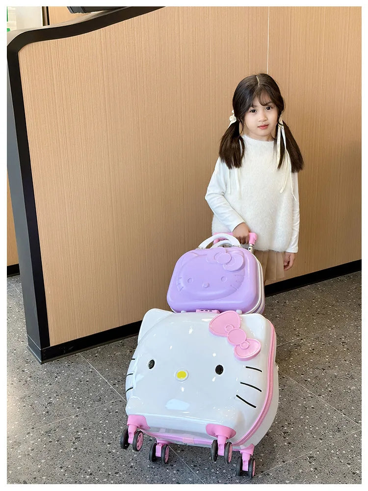 Hello Kittys Trolley Case Girls Sanrioed Universal Wheel Trolley Portable Suitcase Cartoon Travel Boarding Case Kids Toys Gift