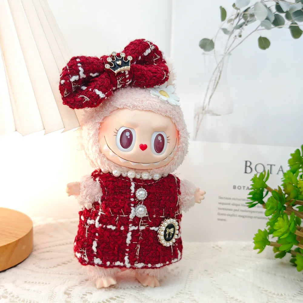 17cm Mini Plush Doll'S Clothes Outfit Accessories For Labubu V1 V2 Christmas Cookie Man Sweater Hat Clothing New Year Gift