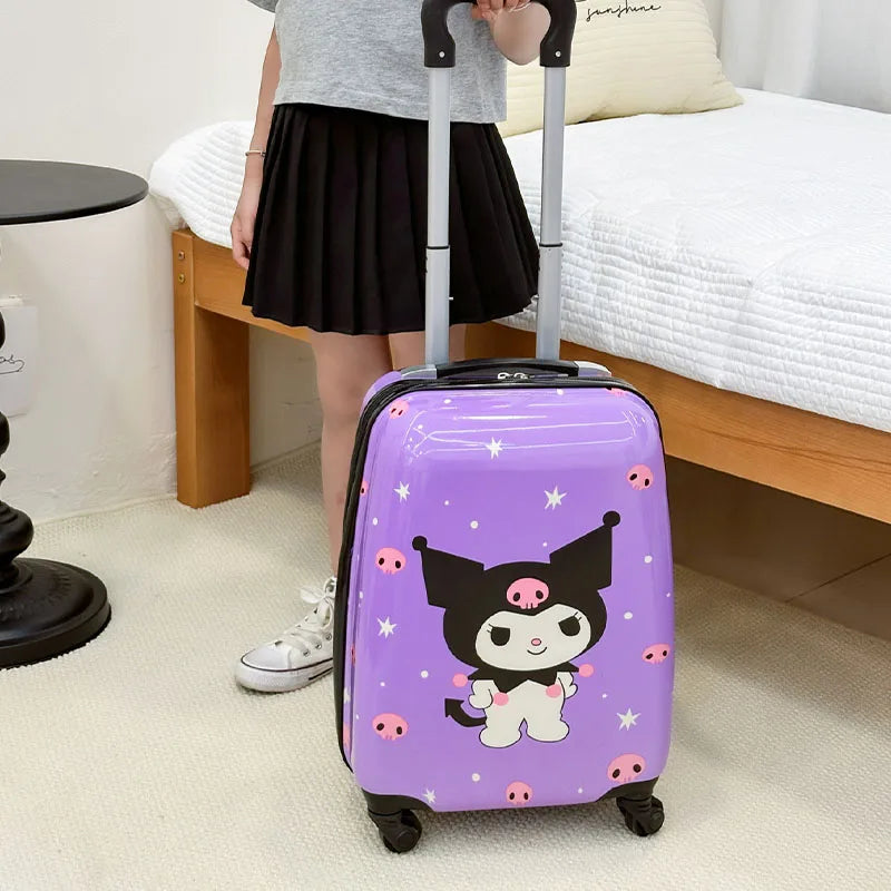 New 18-Inch Suitcase Kawaii Kuromi Kids Trolley Case Student Cartoon Luggage Girls Travel Portable Boarding Case Kids Toys Gift
