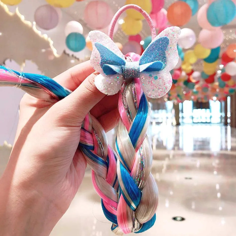 Princess Braid Unicorn Rainbow Hairpiece Cosplay Braided Wigs for Elsa Dress Up Set for Toddler Girls Party Wedding Birthday