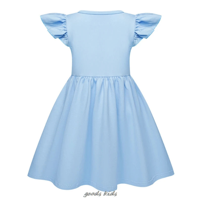 Hot Lilo And Stitch Children's Dress Set Cartoon Cute Girl Dress Flying Sleeve Toddler Dress And Small Bag Birthday Gift
