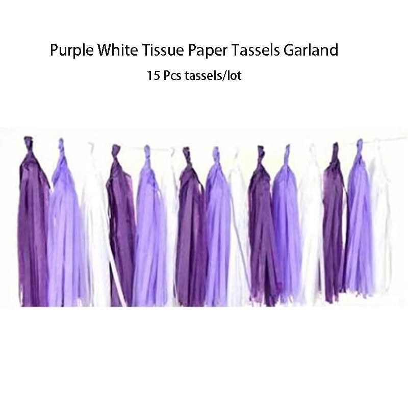 Purple Happy Birthday Banner Party Decorations Purple White Balloons Garlands Lavender Mermaid Birthday Themed Party Streamers