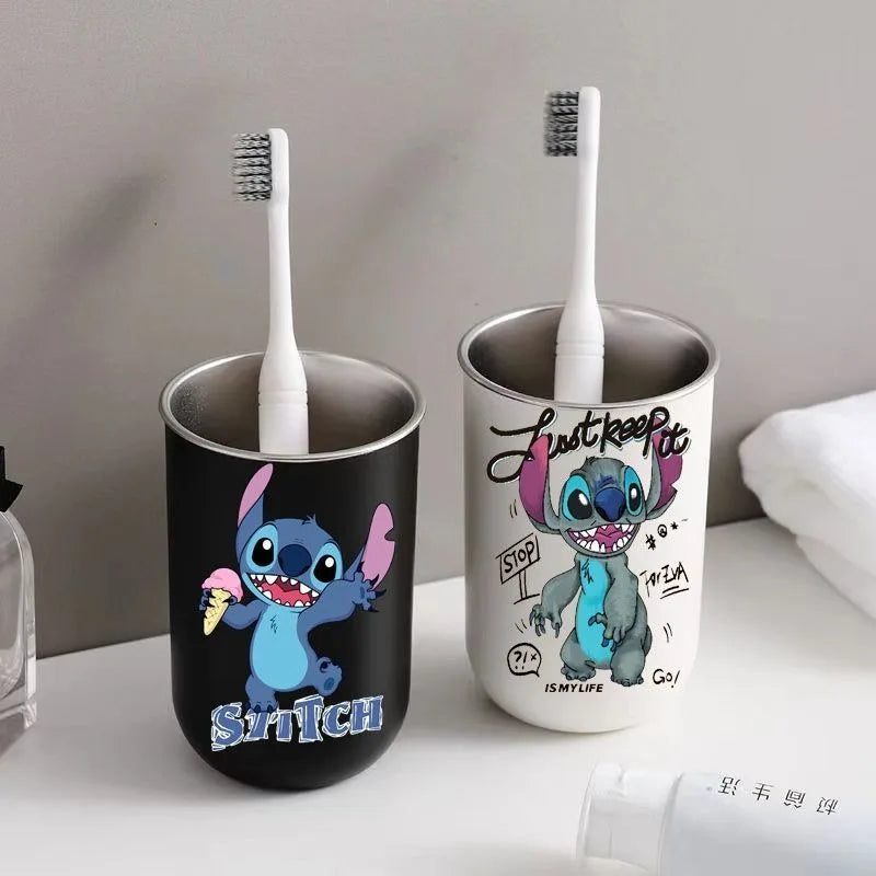 New Lilo & Stitch Cartoon Animation Creative Stainless Steel Mouthwash Cup Fashionable Personality High-Looking Toothbrush Cup