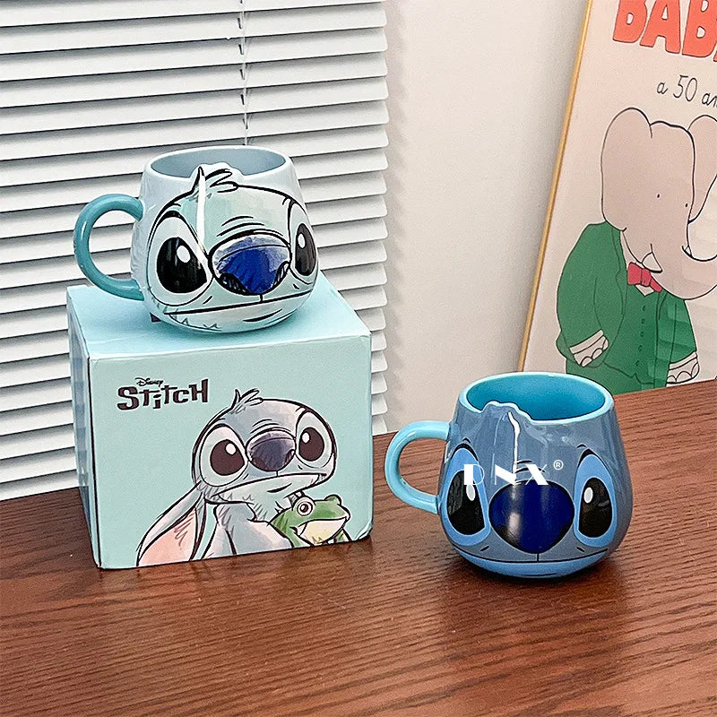 Miniso Stitch Coffee Cup Cartoon Mug Ceramic Cup Kawaii Home Furnishings Milk Cup Cute Holiday Birthday Gifts for Boys and Girls