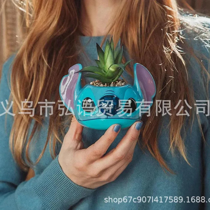 Cute Animation Stitch Succulent Flowerpot Home Desktop Courtyard Office Decoration Cute Flowerpot Decoration Potted Plant