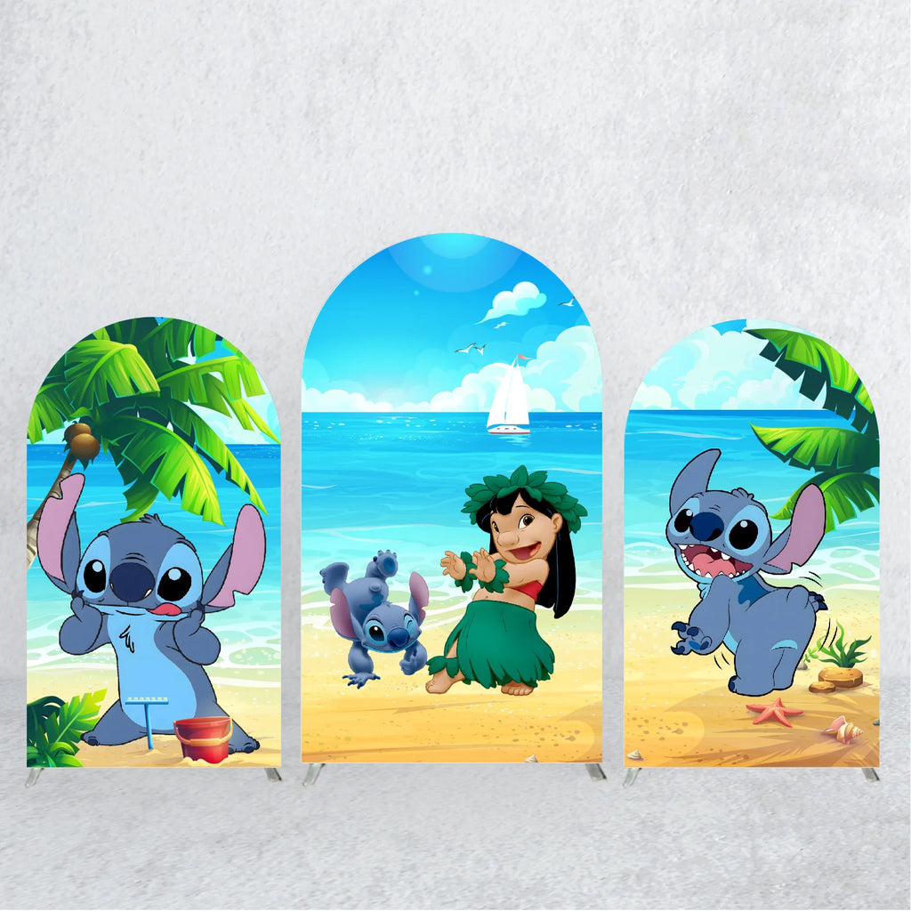 Lilo and Stitch Backdrops Arch Cover Elastic Fabric Kids Birthday Party Custom Decoration Supplies Photo Background Banner Props