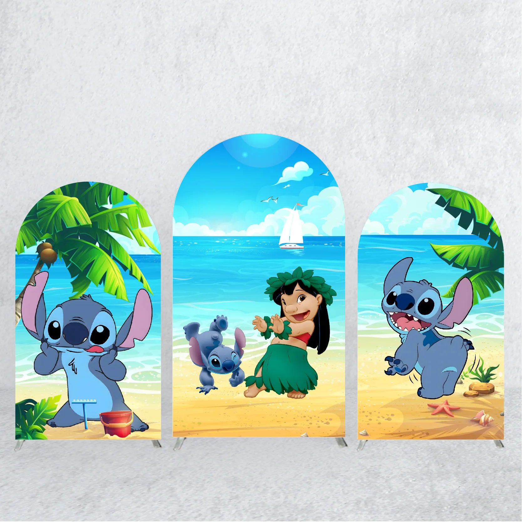 Lilo and Stitch Backdrops Arch Cover Elastic Fabric Kids Birthday Party Custom Decoration Supplies Photo Background Banner Props