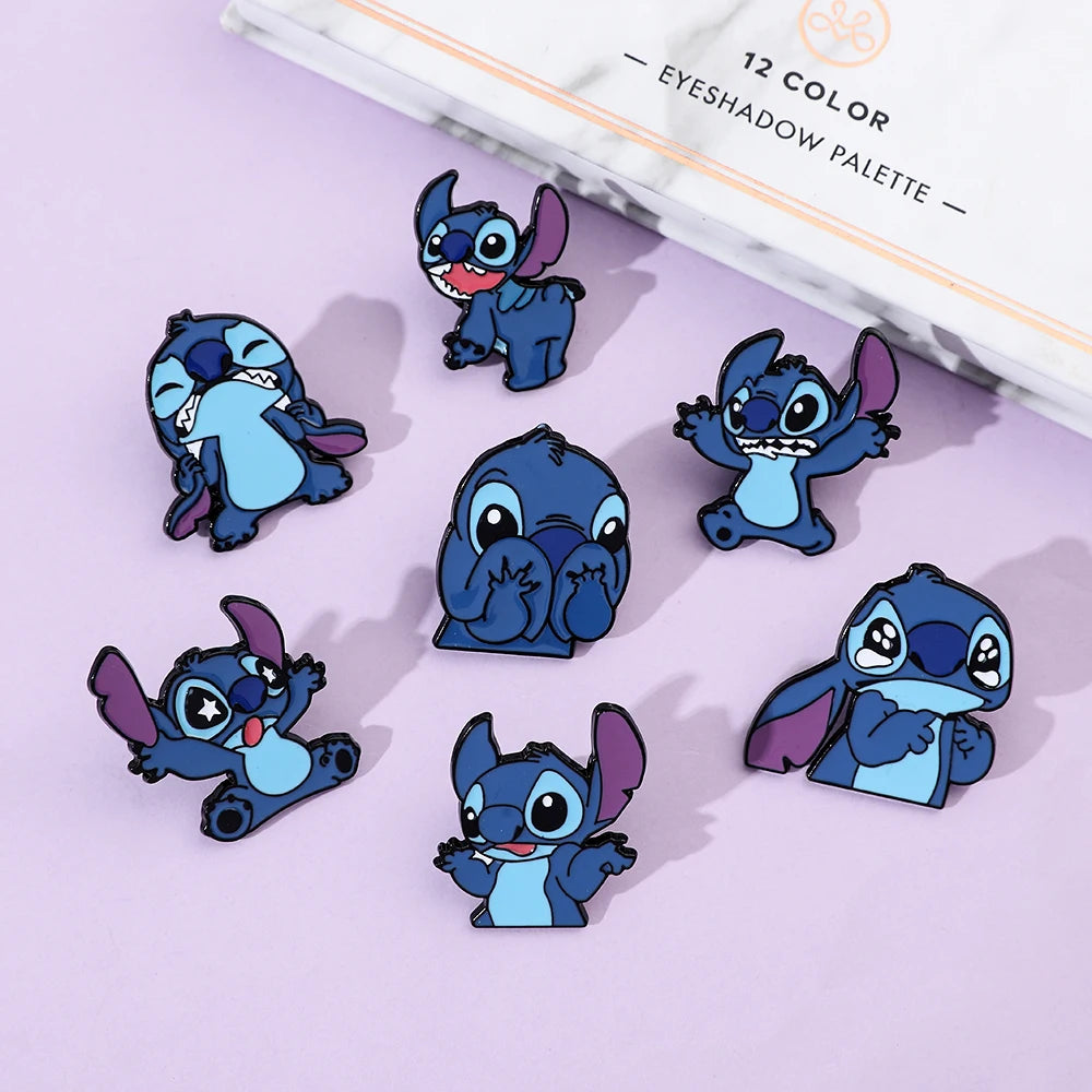 7 Pcs Creative Lilo&Stitch Brooch Personalized Stitch Enamel Pin Backpack Clothing Jewelry Metal Badge Accessories Gift