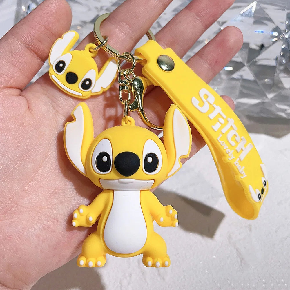 Lilo & Stitch Toys Keychian Anime Stitch Pendant Keychain Sweet Pink Angel Keychians Women Car Keyring Girl Birthday Gift