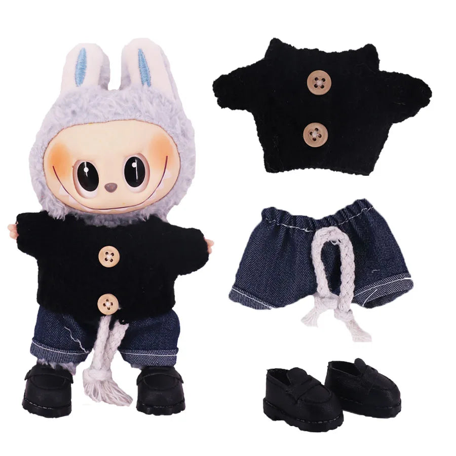 Doll Sweater Pants Shoes set For labubu Clothes 17 cm Doll Accessories,Toys For Girls,Christmas Festival Birthday Present