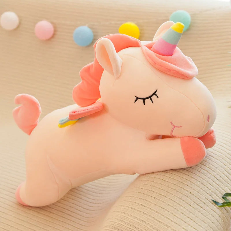 Cute Pony Plush Toy Rainbow Angel Unicorn Girl Heart Plush Doll Simulation Pony Stuffed Pillow Girlfriend Birthday Gift