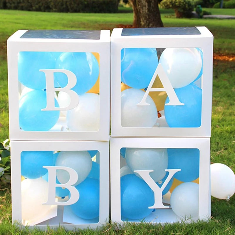 Transparent Balloon Box Baby Shower Decoration Boy Girl 1st Birthday Party Decorations Kids Wedding Decor Babyshower Supplies