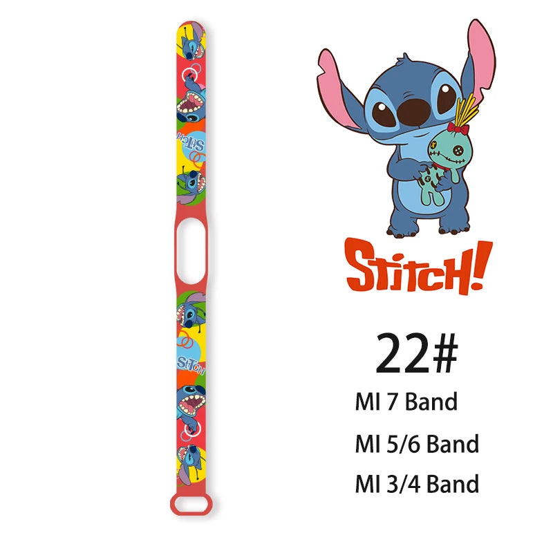 Lilo & Stitch Strap for Xiaomi Mi Band 7 bracelet Sport silicone watch wristband Miband wriststrap For Xiaomi mi band 3 4 5 6 7