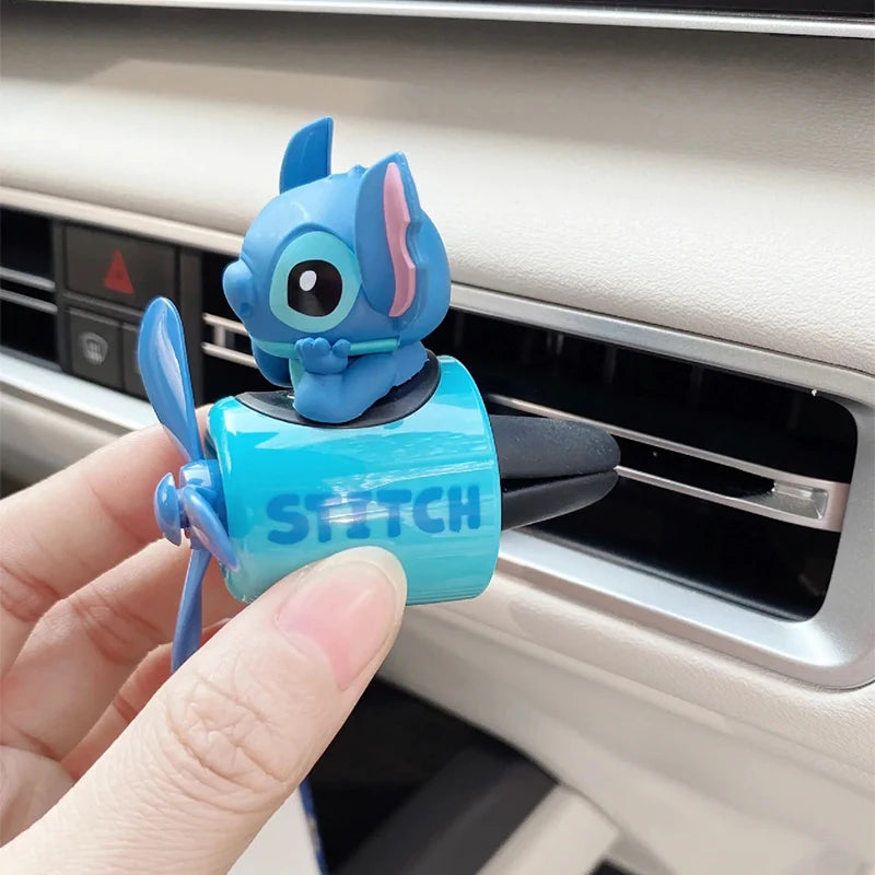 Anime Stitch Car Aromatherapy Accessory Kawaii Spider-Man Car Air Conditioning Port Decoration Rotating Propeller Toys Gifts
