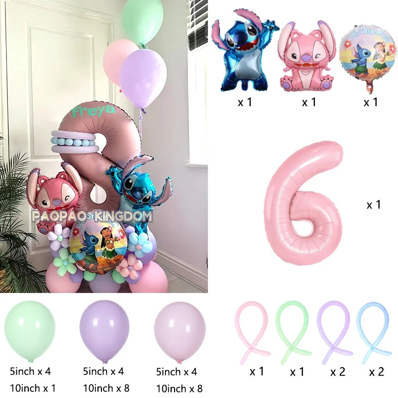 Lilo & Stitch Party Balloons Stitch Number Balloon Garland Arch Kit Baby Shower Birthday Party Decor Kids Toy Gift