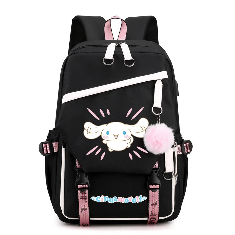Sanrio Kuromi Cinnamoroll Backpack Teenager Student Rucksack Girl Boy Kids Anime Knapsack Women Cute Cartoon Bag Travel Mochilas