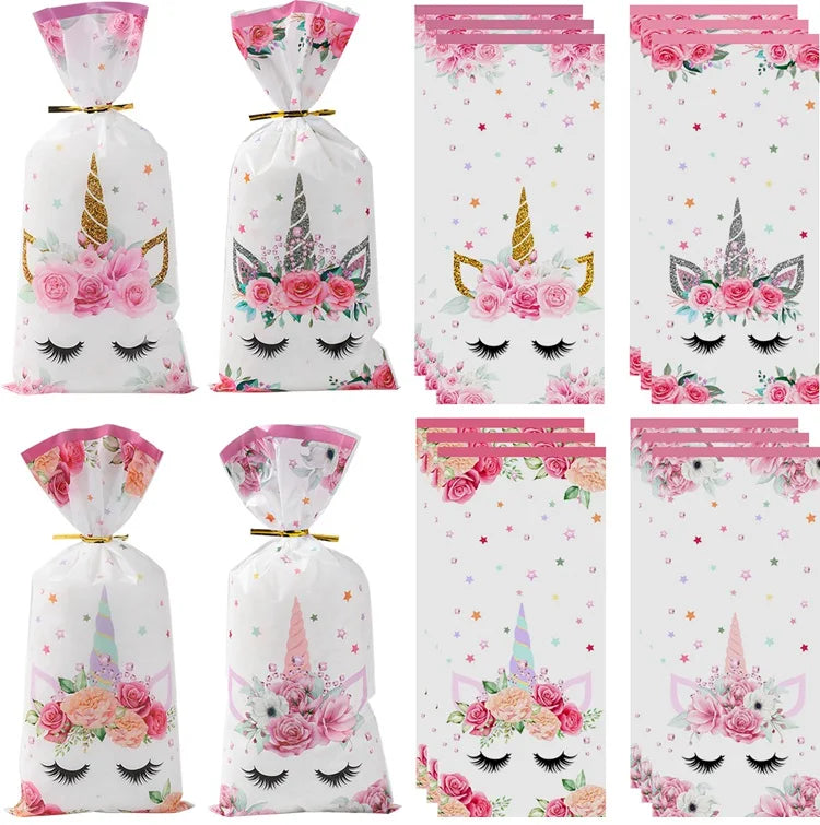 25/50/100pcs Unicorn Candy Bags Gift Packing Bags Birthday Party Decor Gift Bag for Guest Girl Birthday Supplies Baby Shower