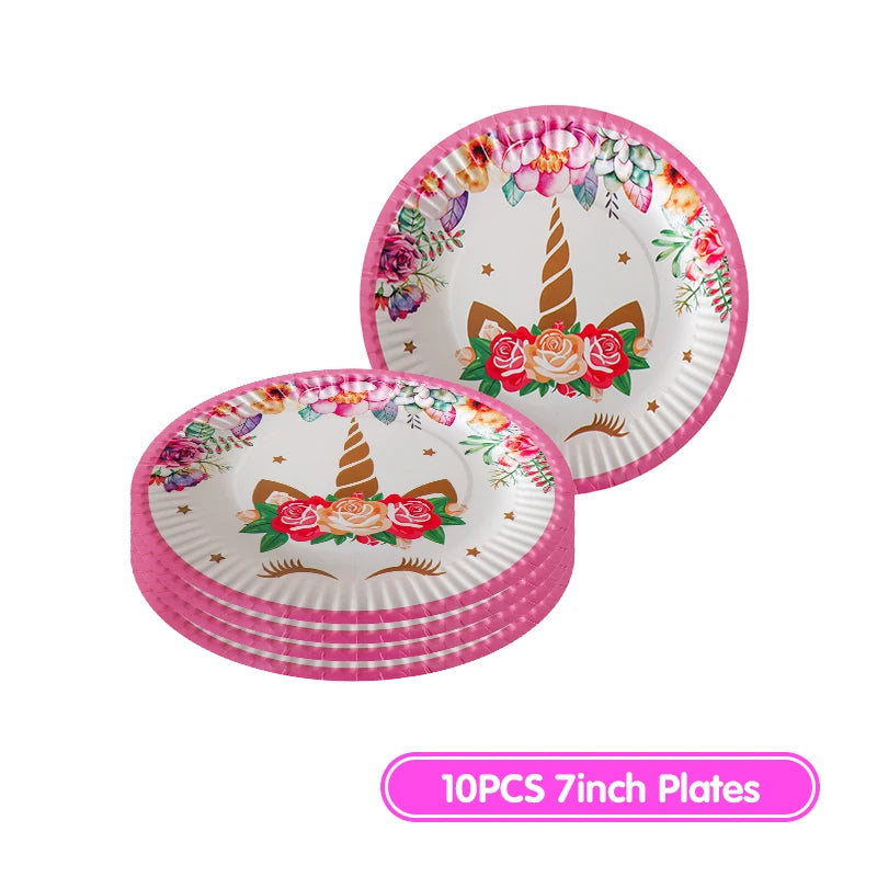 Unicorn Birthday Decoration Face Mask Gift Bags Tablecloth Unicorn Happy Birthday Balloons Candy Box Kids Birthday Party Favors
