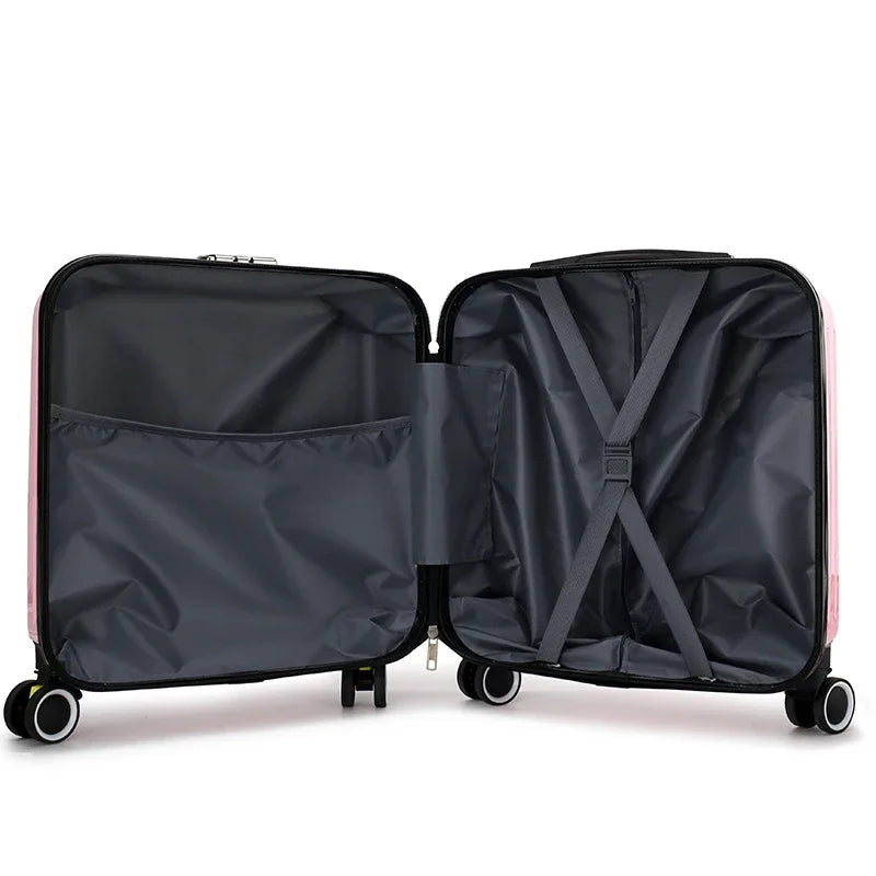 New cartoon kids travel suitcase on wheels,carry on cabin trolley luggage bag,girls rolling luggage case,children gift,suitcase
