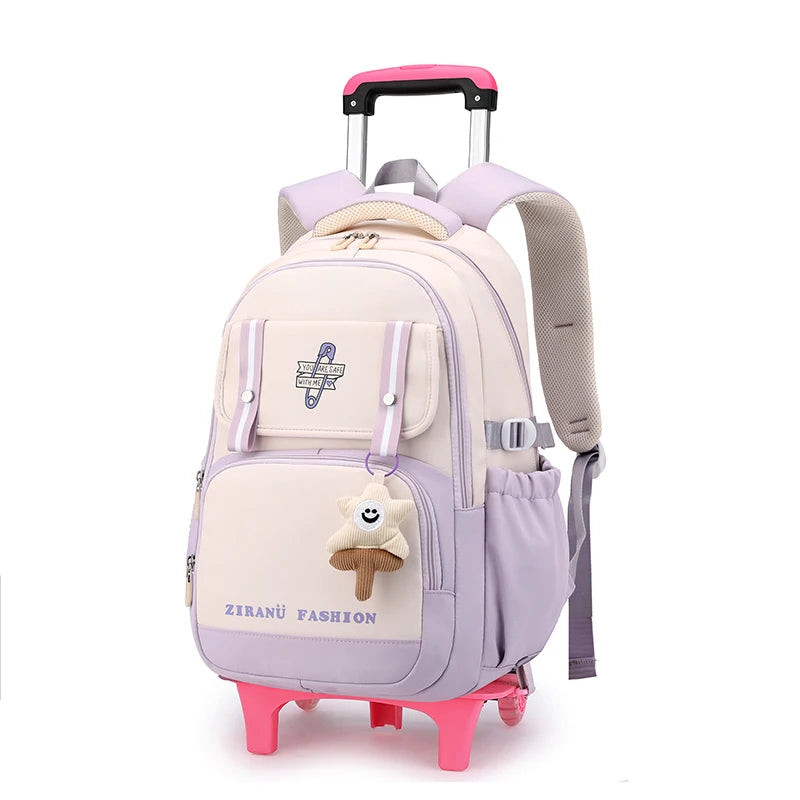 School Backpack with wheels Rolling Backpack for Girls Kids Student Wheeled Backpack Trolley School Bag Travel Trolley Luggage