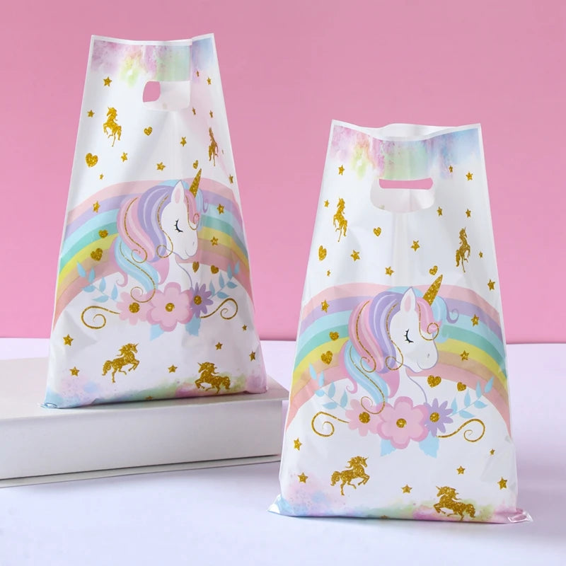 10/25/50pcs Handbag Candy Bags Unicorn Birthday Party Decor Kids Gift Packing Bag 1st Birthday Baby Shower Girl Party Supplies