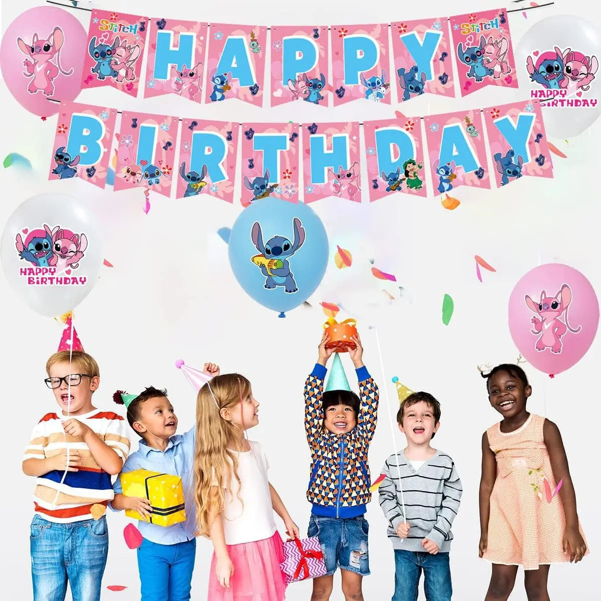 Lilo And Stitch Girl Party Birthday Decoration Set Party Supplies Tableware Stitch Balloon Banner Plate Napkin Tablecloth forkid