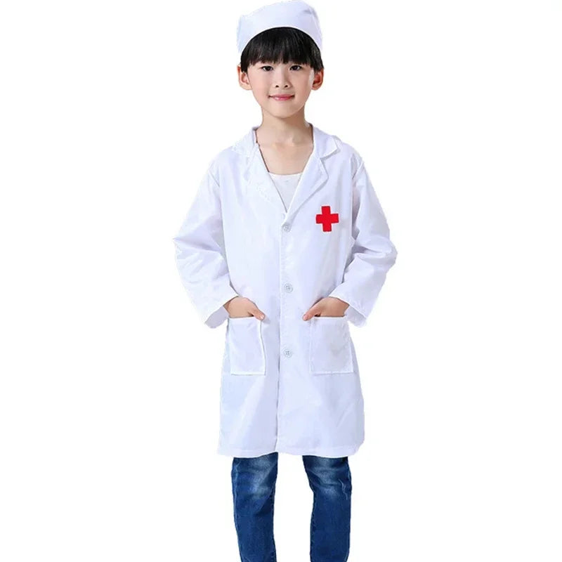 Children Doctors Nurses Kindergartens Professional Practitioners Role Dressing Performance Costume White Coat Festival Costumes