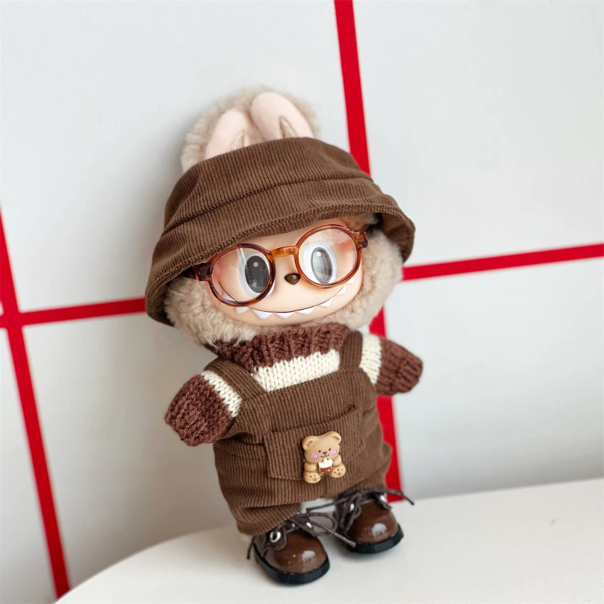17cm Mini Plush Doll'S Clothes Outfit Accessories For Korea Kpop Exo Labubu Idol Striped clothes eyes shoes suit Clothing Gift